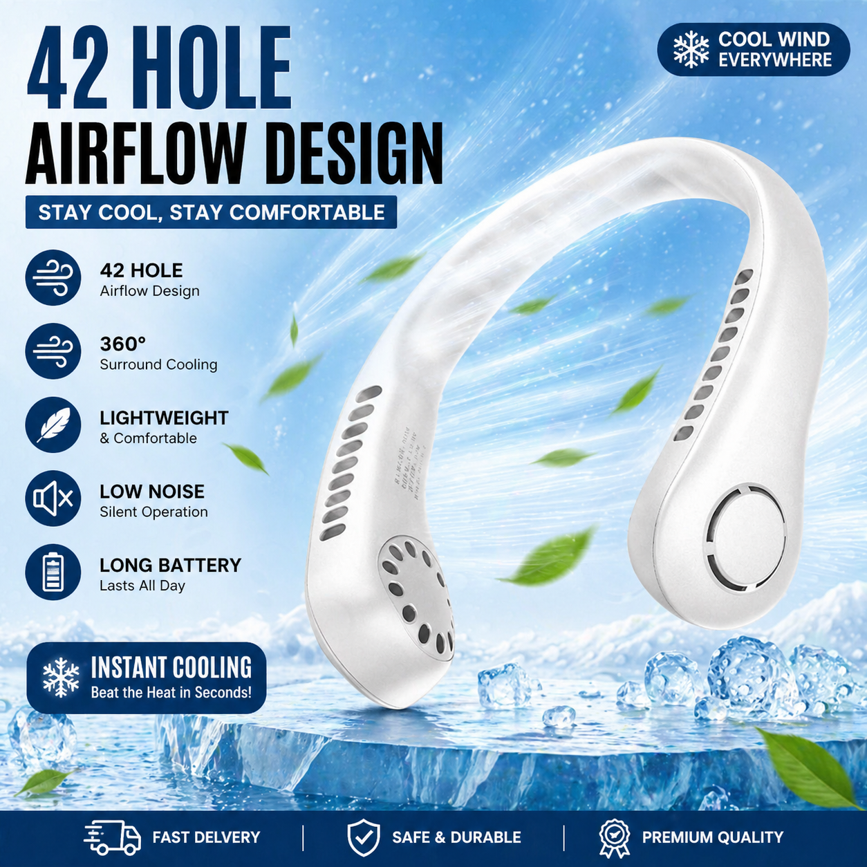 Vaneless Neck Fan – Hands-Free Portable Air Cooler