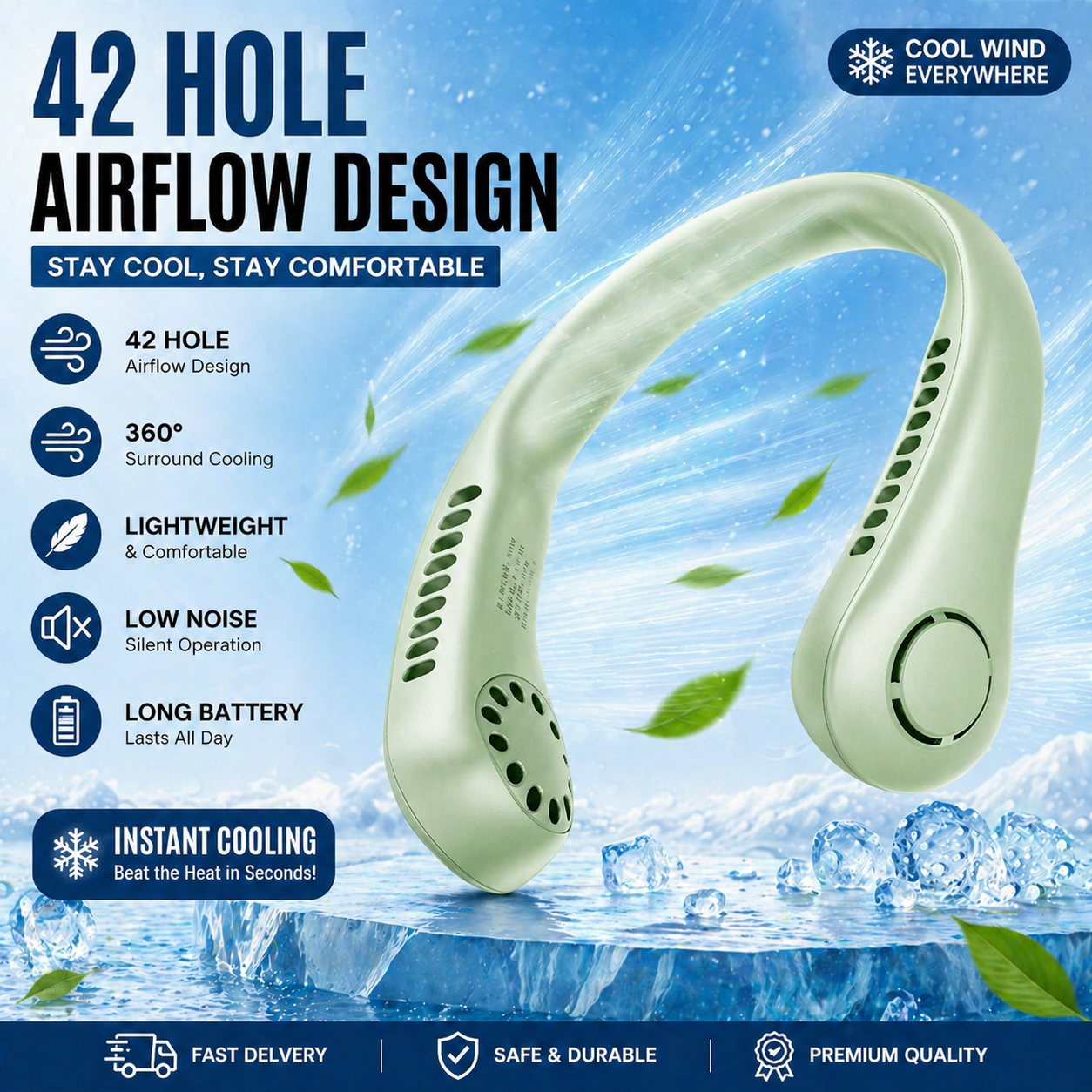 Vaneless Neck Fan – Hands-Free Portable Air Cooler